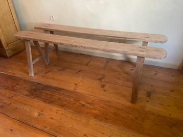 2 x Kerkbank Lange Bank eiken 153 cm. Slank Model Frans beschikbaar voor biedingen