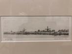 Ets van Harmen Kooistra - Zicht op molens vanaf het water, Antiek en Kunst, Kunst | Etsen en Gravures, Ophalen of Verzenden