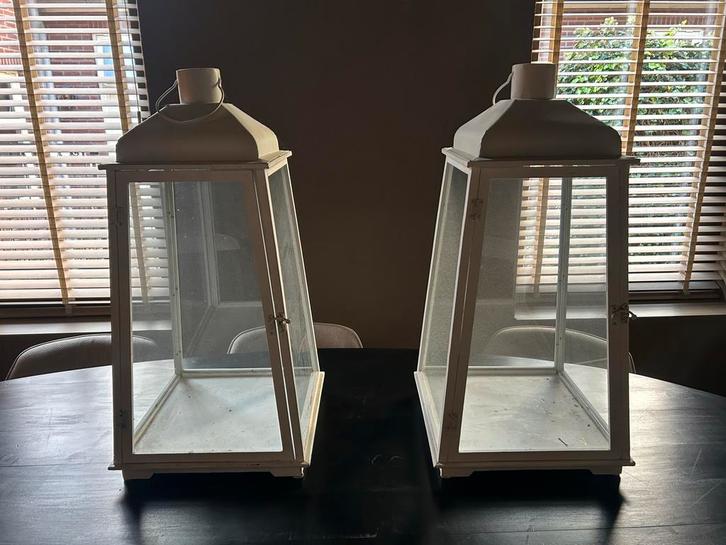 Twee Grote Windlichten, Huis en Inrichting, Woonaccessoires | Kandelaars en Kaarsen, Zo goed als nieuw, Kandelaar, 75 cm of meer