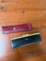 2 Vintage Pennenetuis - Leer, Sieraden, Tassen en Uiterlijk, Portemonnees, Overige merken, Gebruikt, Zwart, Ophalen of Verzenden