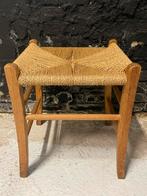 Sobere vintage seventies kruk hout met touwzitting touw, Ophalen, Gebruikt, Hout