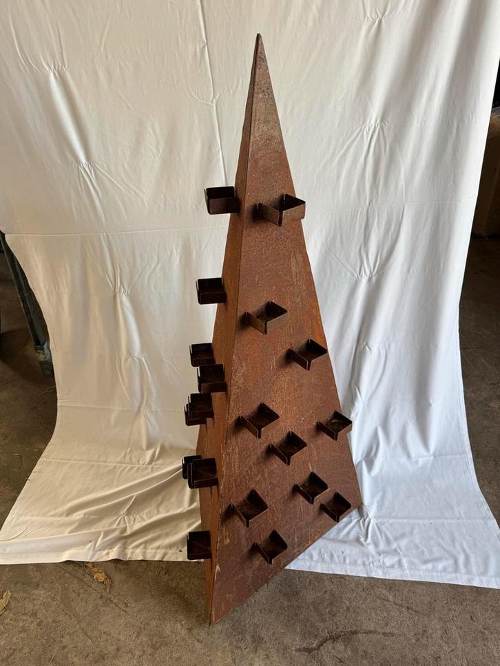 Metalen Kerstboom met Kaarsenhouders, Tuin en Terras, Tuinbeelden, Gebruikt, Overige typen, Metaal, Ophalen