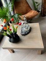 Massief eiken hoektafel 80x80, Huis en Inrichting, Tafels | Salontafels, Gebruikt, Minder dan 50 cm, Eikenhout, Vierkant