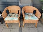 2 rieten stoeltjes met kussentjes, Tuin en Terras, Ophalen of Verzenden, Gebruikt, Rotan