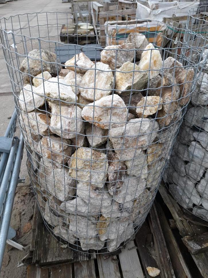 Sierstenen / calciet-achtige stenen – bieden, Tuin en Terras, Grind, Keien en Split, Zo goed als nieuw, Kei, Geel, Kwartsiet, Ophalen