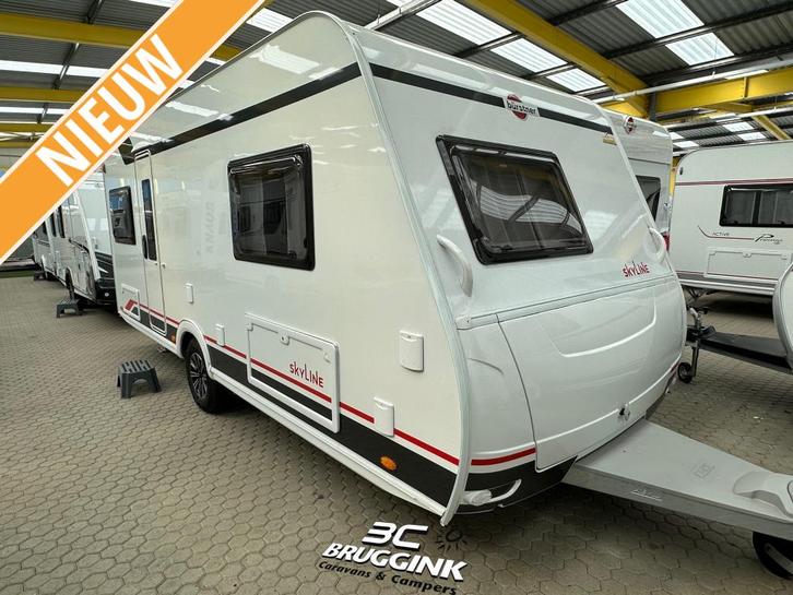 Bürstner Premio SkyLine 460 TS - FRANS BED EN RONDZIT, Caravans en Kamperen, Caravans, tot en met 4, Rondzit, Bürstner, Frans bed