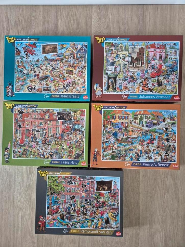 5 That's Life 1000 stukjes puzzel van beroemde schilders., Hobby en Vrije tijd, Denksport en Puzzels, Zo goed als nieuw, 500 t/m 1500 stukjes