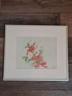 Aquarel bloemen Bloemenaquarel 40 x 18,5 gesigneerd, Ophalen of Verzenden