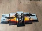 🧡 Olifant Zonsondergang 5 luik schilderij 100x50 🧡, 50 tot 75 cm, Nieuw, Ophalen of Verzenden, Schilderij