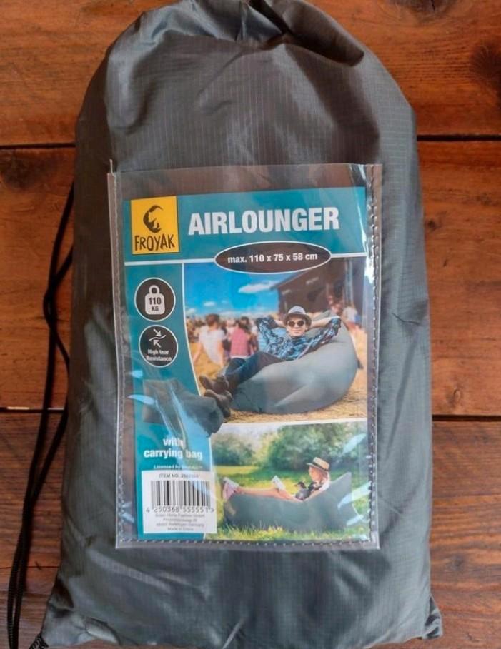 Airlounger 💨 zitzak voor festival, bos, strand. 🌞, Huis en Inrichting, Zitzakken, Nieuw, Grijs, Ophalen of Verzenden