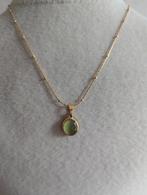 Gouden Bolletjesketting met Lichtgroene Hanger, Ophalen of Verzenden