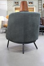 Luxe fauteuil TRAY Jess Design leer & stof grijs ronde vorm, Zo goed als nieuw, 50 tot 75 cm, Ophalen, Stof