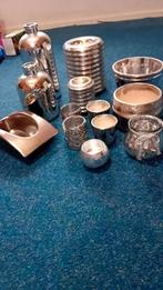 Diverse  zilverkleurig bloempotten,kandelaars,kruiken, Ophalen