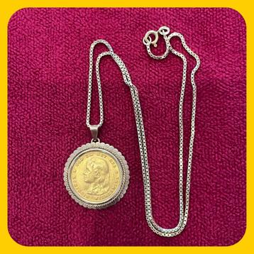 175. Gouden Tien Gulden Munt Wilhelmina met ketting 1897 beschikbaar voor biedingen