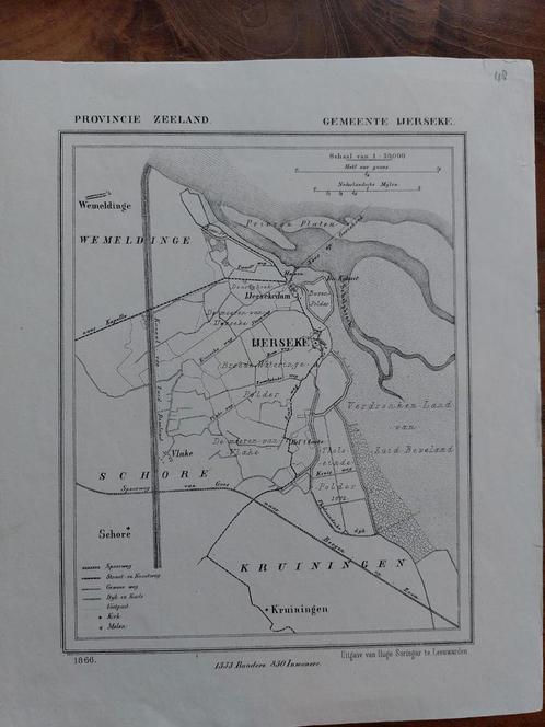 48 / Ijerseke Kruiningen Wemeldinge Litho uit 1866 J. Kuyper, Antiek en Kunst, Kunst | Litho's en Zeefdrukken, Ophalen of Verzenden