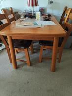 eettafel 84x135cm en 4 stoelen + 2, Ophalen, Gebruikt, 200 cm of meer, 50 tot 100 cm