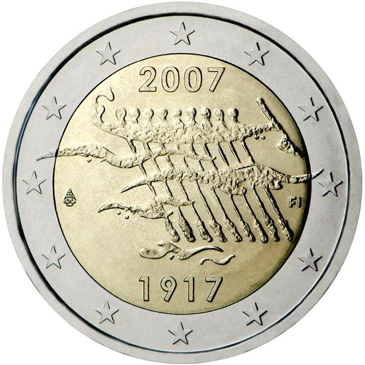 2 euro Finland 2007 - 90 jaar Onafhankelijkheid (UNC), Postzegels en Munten, Munten | Europa | Euromunten, Losse munt, 2 euro