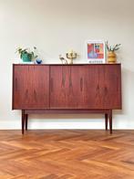 Vintage highboard Deens K.R. Andersen teak hout jaren 50/60, Ophalen, Gebruikt, Met deur(en), 100 tot 150 cm