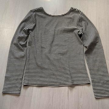 NIEUW wit met zwart gestreept RESERVED Tshirt lage rug mt L beschikbaar voor biedingen