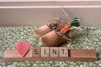 ❤️ Sint houten letters op bordje klompen met wortel van stof, Huis en Inrichting, Woonaccessoires | Tekstborden en Spreuken, Ophalen of Verzenden