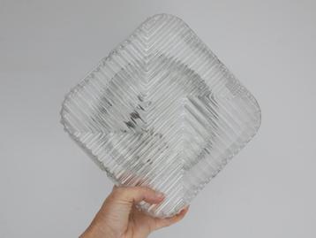 Vintage plafondlamp | Vierkant | Glas | Jaren '70  beschikbaar voor biedingen
