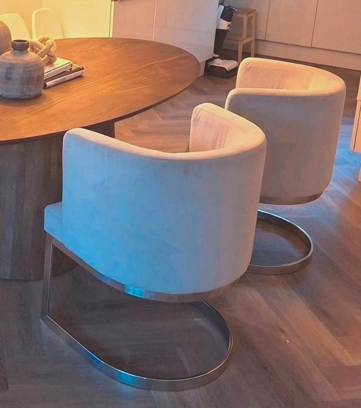 Eettafelstoel Aurillac crème/beige, Huis en Inrichting, Fauteuils, Zo goed als nieuw, Stof, 75 tot 100 cm, Ophalen