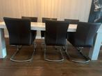 Zes leren eetkamerstoelen. Goossens, Ophalen, Gebruikt, Bruin, Vijf, Zes of meer stoelen