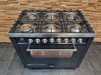 Luxe Fornuis Boretti 90cm antraciet GASOVEN 6 pits 1 oven, 60 cm of meer, Ophalen of Verzenden, Zo goed als nieuw, Energieklasse A of zuiniger