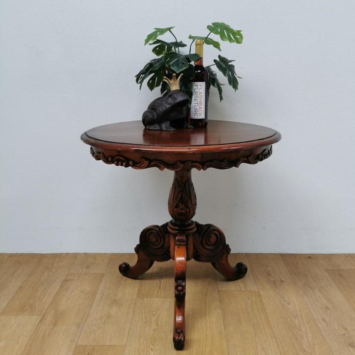 Antieke salontafel koffietafel wijntafel mahonie hout rond, Antiek en Kunst, Antiek | Meubels | Tafels, Ophalen of Verzenden