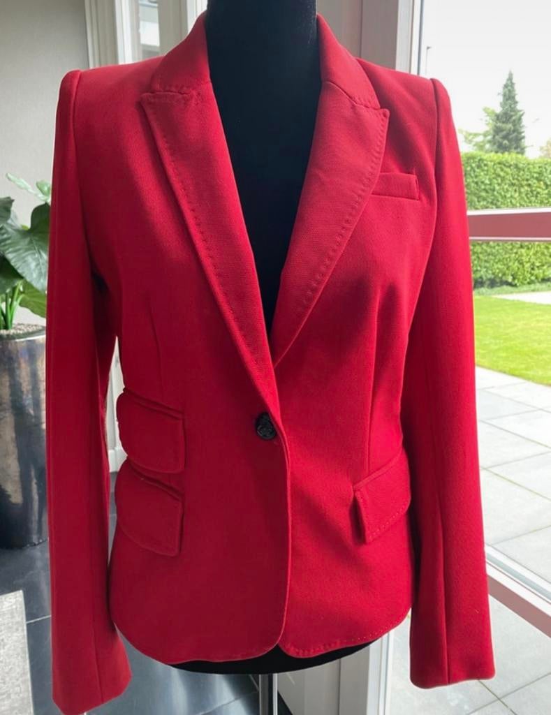 Rode blazer met panterprint, maat M, Kleding | Dames, Jasjes, Kostuums en Pakken, Maat 38/40 (M), Ophalen of Verzenden, Zo goed als nieuw