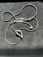 Nieuwe zilveren ketting (925) met hanger van strass hart, Ophalen, Nieuw, Zilver, Met hanger