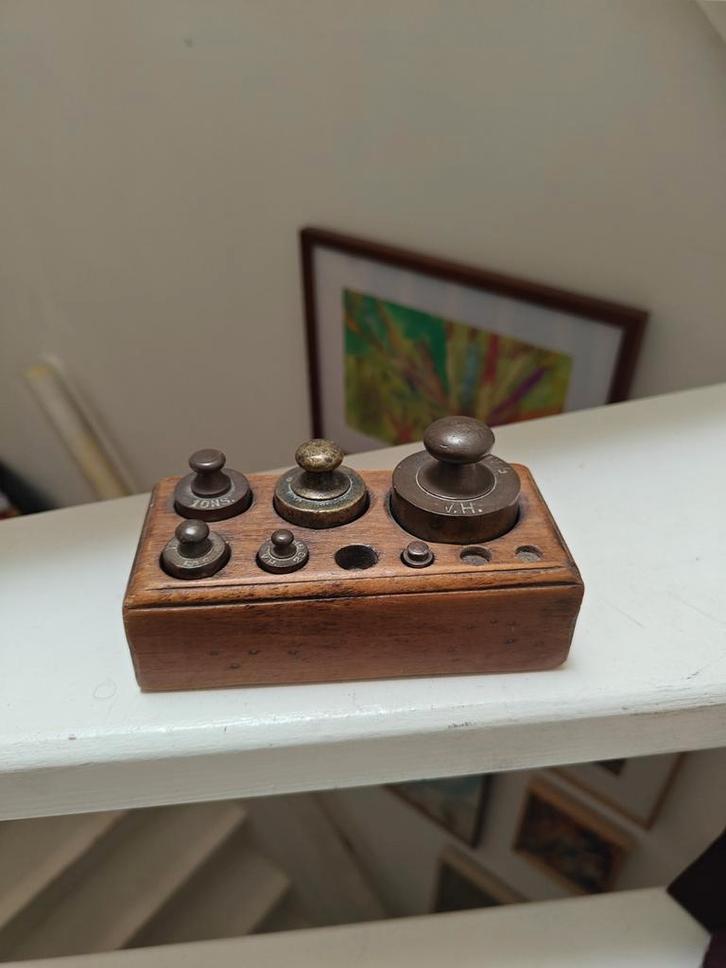 Antieke Gewichten Set in Houten Doos, Antiek en Kunst, Antiek | Gereedschap en Instrumenten, Ophalen of Verzenden