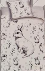 NIEUW 1-persoons dekbedovertrek wit met konijntjes 140x200, Jongetje of Meisje, Wit, Dekbedovertrek, Nieuw