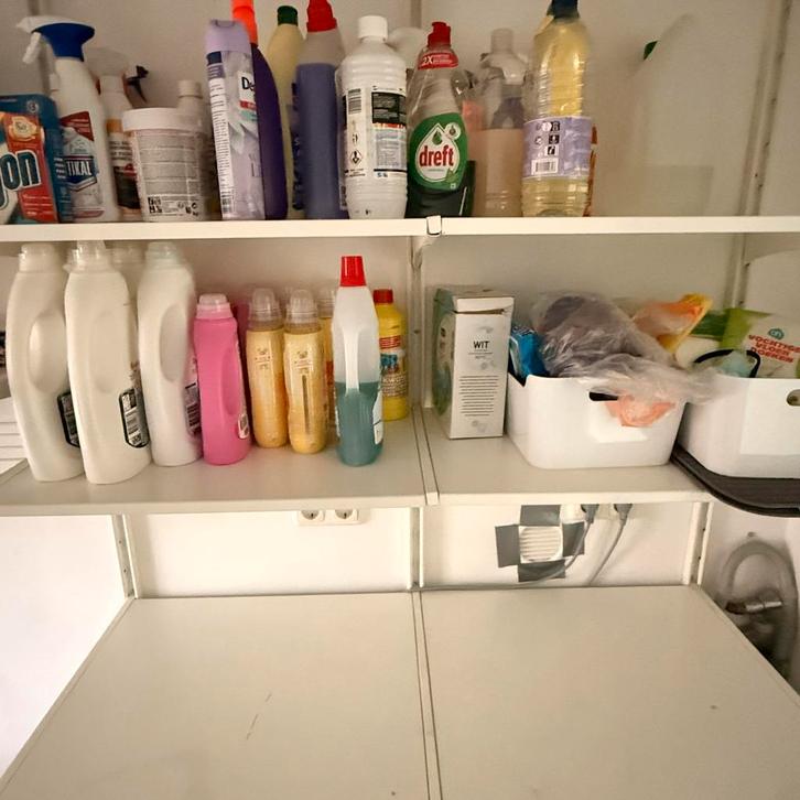 Wandrek met planken en rails (Algot)- wasmachine/droger, Huis en Inrichting, Kasten | Stellingkasten, Gebruikt, Ophalen