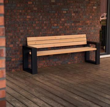 Houten buitenbank robuuste stalen poten | stijlvol en sterk beschikbaar voor biedingen