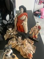 Vintage Japanese Hina Gofun Dolls (9stuks) en twee kussens, Ophalen of Verzenden