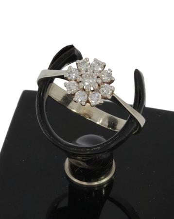 Rozet 9 diamanten fraaie 14k wit gouden dames ring briljant beschikbaar voor biedingen