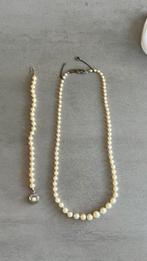 Armband en ketting parels met zilveren sluitingen, Ophalen of Verzenden, Gebruikt, Zilver