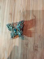 Vintage Vlinder Broche met Strass, Sieraden, Tassen en Uiterlijk, Broches, Overige materialen, Blauw, Minder dan 4 cm, Ophalen of Verzenden