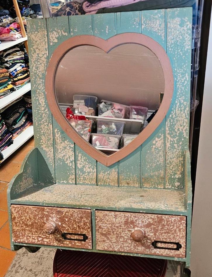 Mintgroen Wandkastje met Spiegel - Vintage Stijl, Huis en Inrichting, Kasten | Overige, Gebruikt, Ophalen of Verzenden