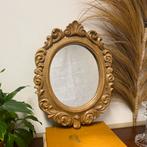 Prachtige vintage houten spiegel ovaal houtsnijwerk bohemian, Huis en Inrichting, Woonaccessoires | Spiegels, Ophalen of Verzenden