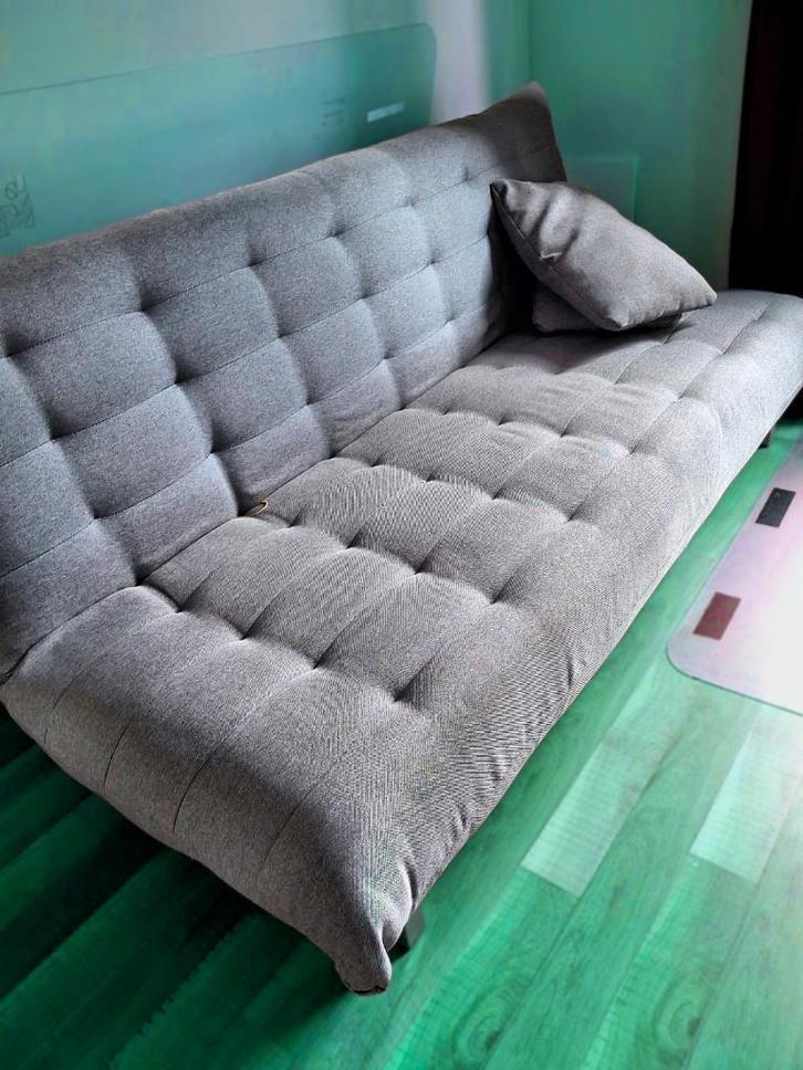 Comfortabele zit- en bedbank, Huis en Inrichting, Banken | Bankstellen, Gebruikt, Rechte bank, Eenpersoons, Minder dan 150 cm