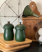 Brocante oud houten peper & zout stel boeren groen, Verzenden