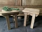 Nieuw klein teak hoiten krukjes bankjes bijzettafel, Ophalen of Verzenden, Nieuw