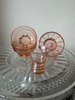 Franse rose persglazen schaaltjes +borrelglaasje, Ophalen of Verzenden