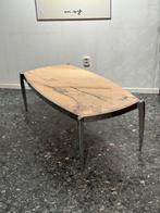 Vintage Chroom en Marmer Salontafel Jaren 60 Space Age, 50 tot 100 cm, Rond, Vintage marmer space age chroom minimalistisch salontafel 60