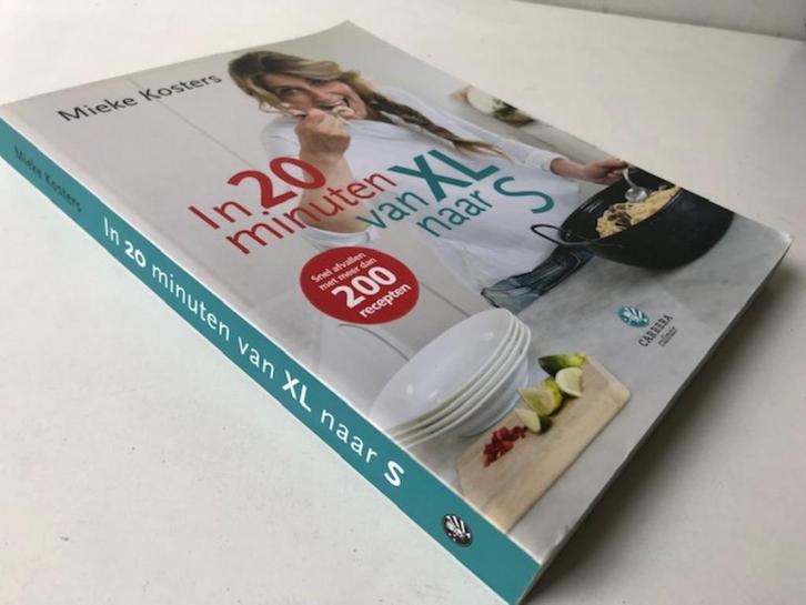 In 20 minuten van XL naar S , Mieke Kosters, Boeken, Kookboeken, Zo goed als nieuw, Voorgerechten en Soepen, Hoofdgerechten, Tapas, Hapjes en Dim Sum