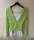 Lime shirt met mouwen en witte top. Maat 34, Kleding | Dames, Ophalen of Verzenden, Zo goed als nieuw, Lange mouw, Maat 34 (XS) of kleiner