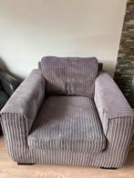 Mooie stoel van grijze ribstof, Huis en Inrichting, Stoelen, Ophalen, Gebruikt, Eén, Stof