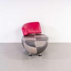 1x Leolux Kikko Chaise Lounge Antraciet/Grijs/Roze - Leer, Niet ingevuld, Niet ingevuld, Ophalen of Verzenden, Zo goed als nieuw